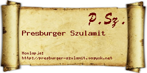Presburger Szulamit névjegykártya